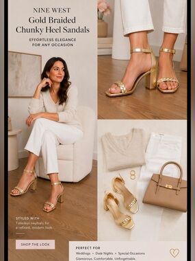 Nine West NWT‎ Allha Braided Strap Gold Sandal size 7.5M